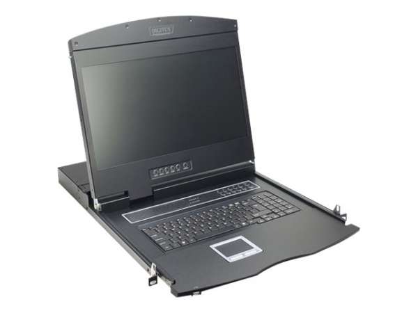 DIGITUS 19" LCD KVM Konsole, 8-Port CAT 5, deutsche Tastatur