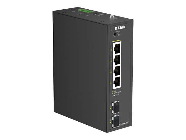 D-Link DIS 100G-06P - Switch - industriell - unmanaged - 4 x 10/100/1000 (PoE)