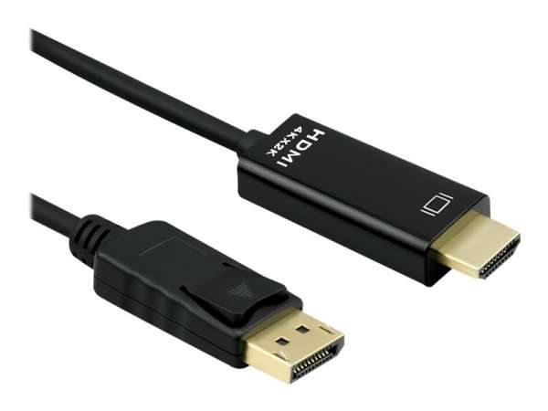 ROLINE Adapterkabel - DisplayPort männlich zu HDMI männlich - 3 m - abgeschirmt - Schwarz - hauchver