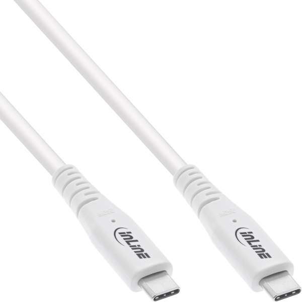 InLine USB4 Kabel - USB-C Stecker/Stecker - PD 240W - 8K60Hz - TPE - weiß - 2m