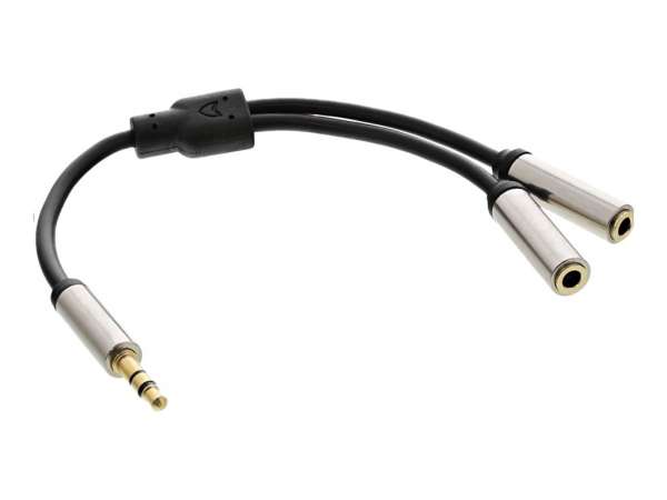 InLine Slim Audio Y-Kabel Klinke 3,5mm ST an 2x Klinke BU - 0,15m