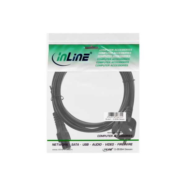 InLine Netzkabel für Notebook - 3pol C5 Kupplung - schwarz - 3m