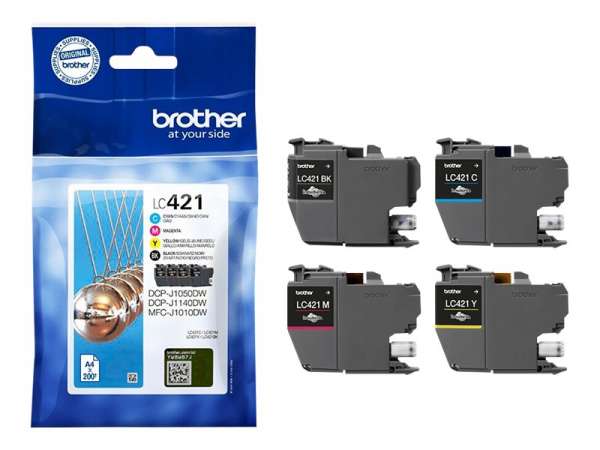 Brother LC421 - 4er-Pack - Schwarz, Gelb, Cyan