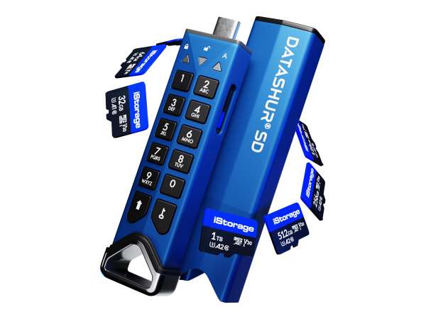 iStorage datAshur SD - USB-Flash-Laufwerk mit integriertem microSD-Kartenleser - verschlüsselt - USB