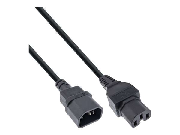 InLine 20er B-Pack Netzkabelverl. - Warmgeräte ST C15/BU C14 gerade schwarz 3m