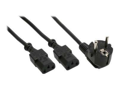 InLine Netz-Y-Kabel - 1x Schutzkontakt ST zu 2x Kaltgeräte ST - 1,8m