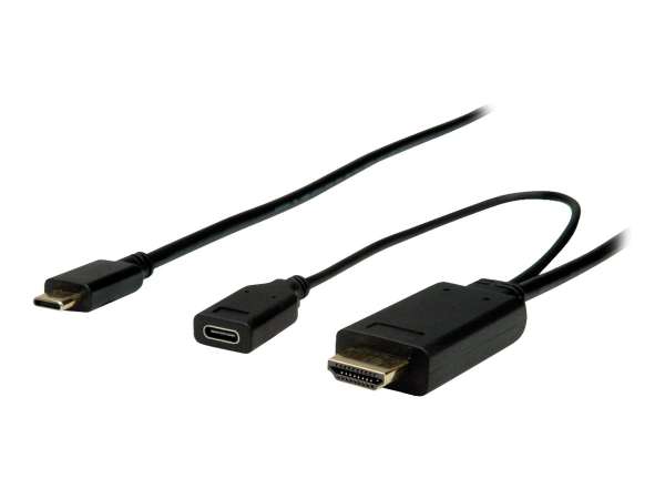 ROLINE Videoadapter - HDMI, 24 pin USB-C männlich zu 24 pin USB-C männlich