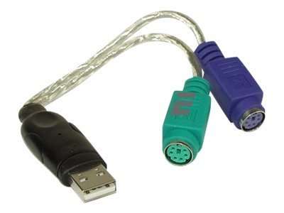 InLine USB zu PS/2 Konverter - USB Stecker an 2x PS/2 Buchse für Maus + Tastatur