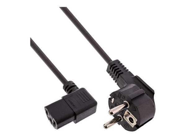 InLine 45er B-Pack Netzkabel - Schutzk. gew. / C13 links abgew. - schwarz - 1m