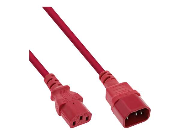 InLine Kaltgeräteverlängerung - C13 auf C14 - rot - 2m