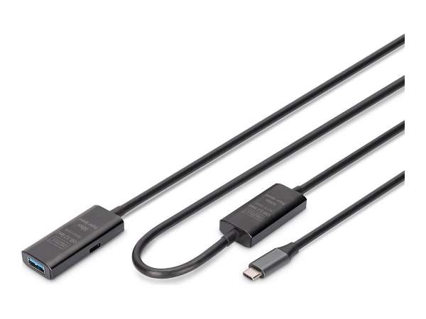 DIGITUS Aktives USB 3.2 Gen1 5G Verlängerungskabel, USB-C - USB-A, 10m