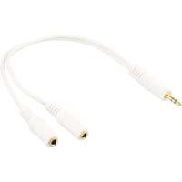 InLine Klinken Y-Kabel - 3,5mm ST an 2x 3,5mm BU - Stereo - weiß/vergoldet - 0,1m