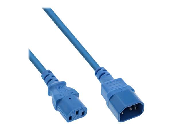 InLine Kaltgeräteverlängerung - C13 auf C14 - blau - 1m