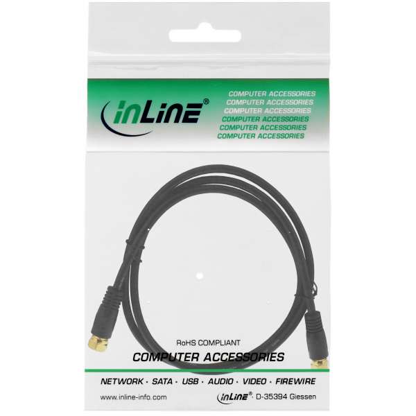 InLine SAT-Anschlusskabel - 2x geschirmt - 2x F-Stecker - >85dB - schwarz - 1m