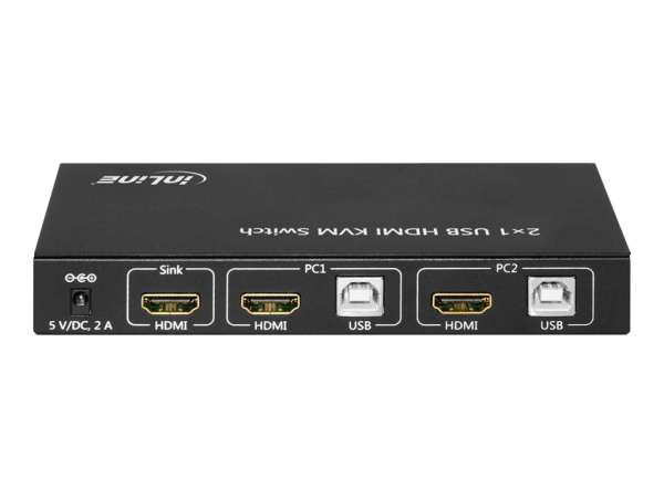 InLine KVM Desktop Switch - 2-fach - HDMI 4K2K - USB 2.0 Hub - mit Audio