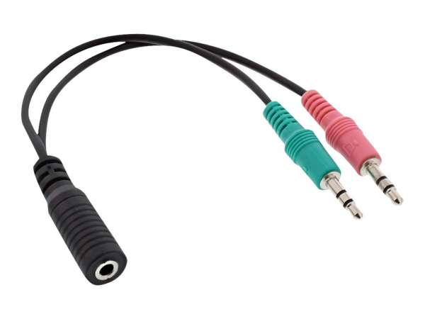 InLine Audio Headset Adapterkabel - 2x 3,5mm Stecker an 3,5mm Buchse OMTP - 0,15m