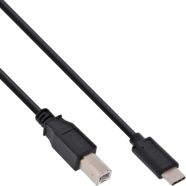 InLine USB 2.0 Kabel - USB-C Stecker an USB-B Stecker - schwarz - 5m