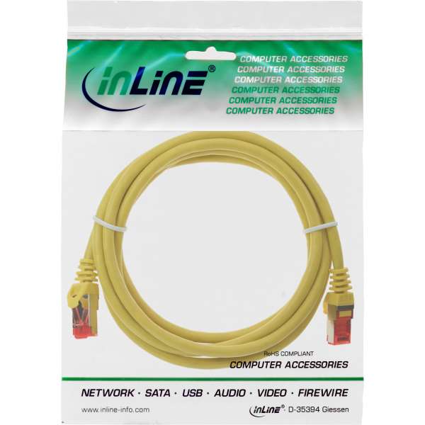 InLine Patchkabel - S/FTP (PiMf) - Cat.6 - 250MHz - PVC - CCA - gelb - 3m