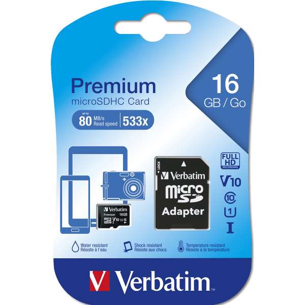 Verbatim Flash-Speicherkarte (microSDHC/SD-Adapter inbegriffen)