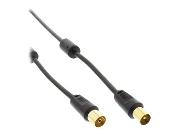 InLine Antennenkabel Premium - 2x geschirmt - mit Filter - >85dB - schwarz - 0,5m