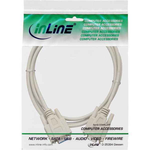 InLine Serielles Kabel - 9pol Buchse / Buchse - vergossen - 1:1 belegt - 3m