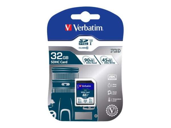 Verbatim PRO - Flash-Speicherkarte - 32 GB - UHS Class 3 / Class10