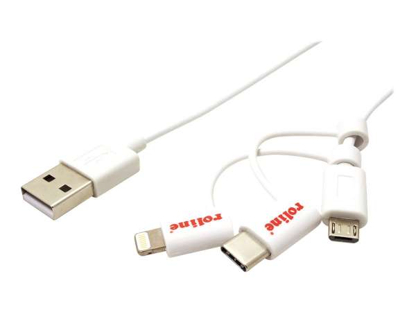 ROLINE USB-Kabel - USB (M) zu Lightning/Micro-USB Type B/USB-C (M)