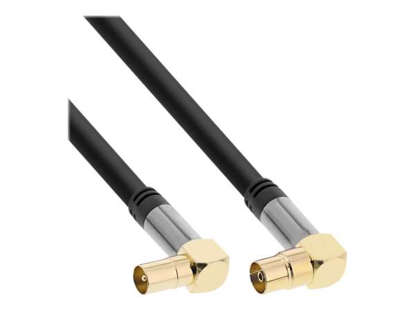 InLine Premium Antennenkabel gewinkelt - 4x geschirmt - >110dB - schwarz - 10m