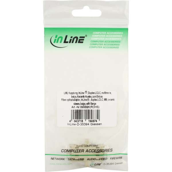 InLine LWL Kupplung - Duplex LC/LC - multimode - beige - Keramik-Hülse - zum Einbau