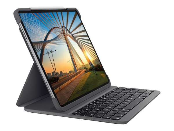 Logitech Slim Folio Pro - Tastatur und Foliohülle - hintergrundbeleuchtet - kabellos - Bluetooth LE